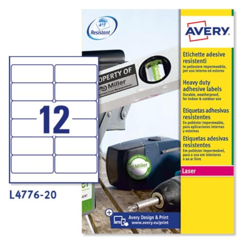Avery Italy L6 Labels in Polyester 99.1 x 42.3 White