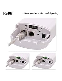KuWFi - Juego de 2 unidades de 300 Mbps de CPE inalámbrico para exterior e interior, puente inalámbrico de punto a punto, soporta 1.2 mi de distancia de transmisión para PTP PTMP (pre-programado WDS) punto de acceso inalámbrico puente