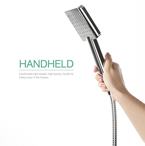 FLOWELL AMG and Enchante Accessories - Silicon Valley High Pressure Rainfall Shower Head Set (160 Jets - Combined) with Modern Design, Chrome Finish with Water Diverter and Hose, SH455A - Thumbnail 7