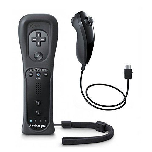 Wii Motion Remote,YUDEG Motion Plus Remote and Nunchuck Controller with Protective Silicon Case for Nintendo Wii Wii U (Black)