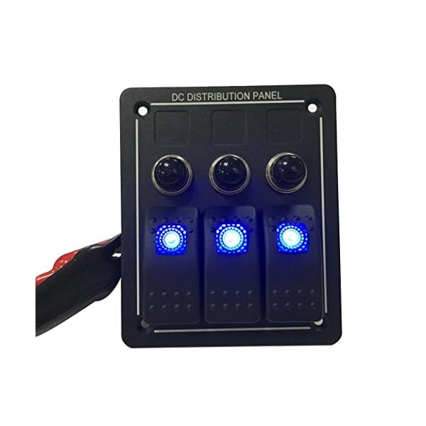 Boddenly-Digital-Voltmeter-12V-31A-Dual-USB-4-Gang-Waterproof-Marine-Boat-Car-Blue-Led-Switch-Panel-Toggle-Switches