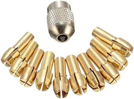 OmkuwlQ 11PCS/Set Brass Drill Chucks Collet Bits 0.5-3.2mm 4.3mm Shank Screw Nut Replacement for Dremel Rotary Tool