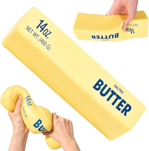 10in Giant Butter Squishy, Jumbo Big Butters 14oz Squeeze Stress Balls, Large Butter Stick Stress Relief Slow Rising Fun for Anxiety Relief Party Favors