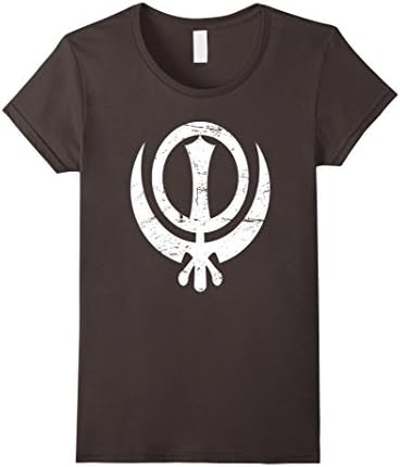 Womens Distressed Khanda Sikh T-Shirt XL Asphalt