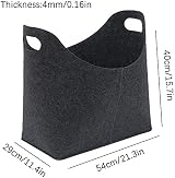 Hsthe Sea Firewood Bag Dark Grey Felt Log Carrier Tote Storage Organizer view 2