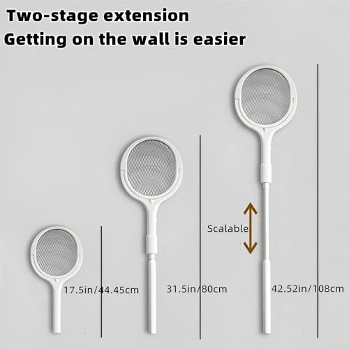 Beauenty Electric Fly Swatter,3500V Rotating Head Rechargeable Fly Swatter with Telescopic Extension,1200mAh Fly Trap Mosquito Zapper with Base and Wall Mount for Mosquitos,Gnats,Moths,Fruit Flies