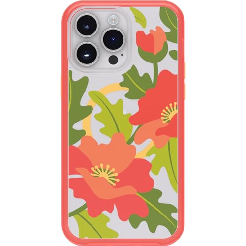 OtterBox iPhone 14 Pro Max Symmetry Series Clear Case - Quilted Poppies (Red),…