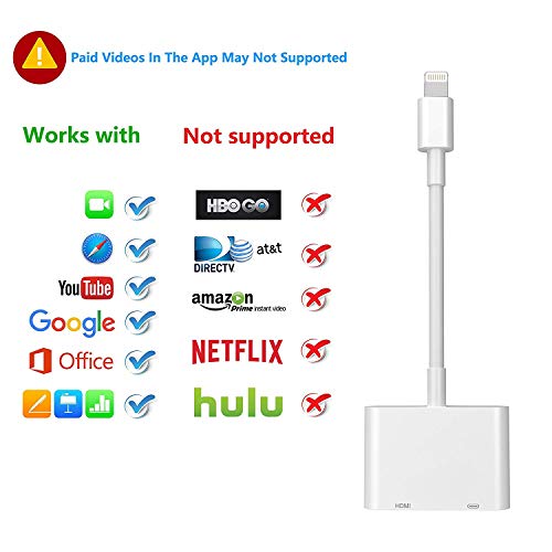 HDMI Adapter for iPhone, 1080P Digital AV Audio Adapter Sync Screen