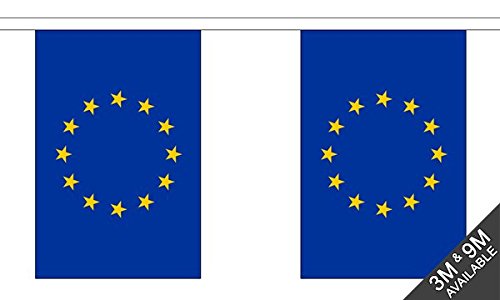 Flagtex European Union (EU) Fabric Bunting – 9m with 30 Flags – Indoor & Outdoor Decoration – String Flags Banners EU Europe Union Stars