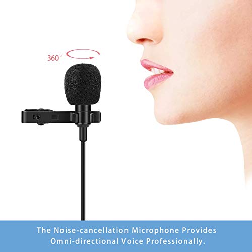 Gepege Microphone Professional for iPhone Grade Lavalier Lapel Omnidirectional Phone Audio Video Recording Lavalier Condenser Microphone (iOS 1.5m)