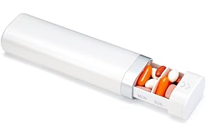 Travel Weekly Pill Organizer, Colorwing Stylish Pretty Pill Box 7 Day, Cute Daily Pill Case Holder to Medication, Supplements, Tablets, Great for Office, Trip, Gym (White)