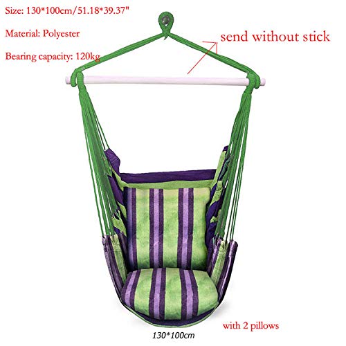 RDWR5D4 Hammock Chair Hanging Chair Swing with 2 Pillows for Outdoor Garden Adults Kids Hammock Chair Hanging Chair,Chair with Pillow 06