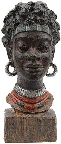 Leekung African Statues and Sculptures for House Decor,African Collectible figurines Head Statue Decorations for House,African Artwork Sculptures Girl Statue Decor for Dwelling Room Vintage Woodstone Colour