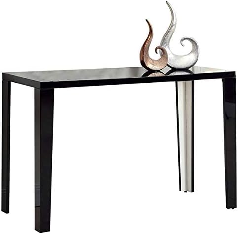 Wood Console Table with Tapered Legs - Console Table with Gloss Finish - Black