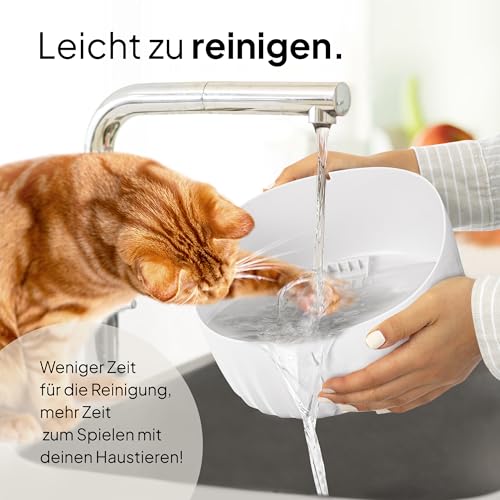PrettyPaw Cat Fountain - Super Quiet, BPA-Free 3L Drinking Fountain for Cats with LED and Activated Carbon Filter - Easy to Clean Cat Drinking Fountain - Aqua Flow (White)