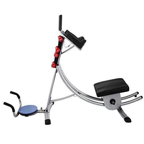 Popsport Abdomen Machine 330LBS Abdominal Coaster Abdomen Exercise Equipment with Adjustable Seat for Abdominal Muscle Training (Ab Coaster with 4 Dumbbells and wriggled Plate)