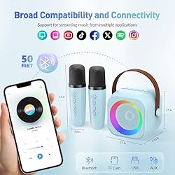Karaoke Machine, Portable Bluetooth Speaker with 2
