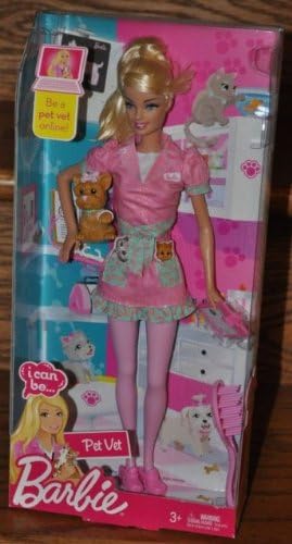 New Girls Gift Barbie I can Be Pet Vet Blonde Doll Brown Dog 2009 Girl Toy NEW