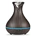 Exqline 400ml Essential Oil Diffuser Wood Grain Large Capacity Ultrasonic Aromatherapy Diffuser with Timer Setting, Whisper Quiet, Vase Shape