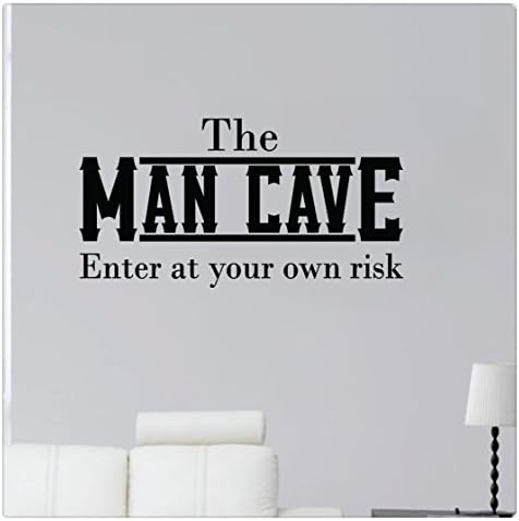 24" The Man Cave Enter At Your Own Risk Husband Male Room Door Wall Decal Sticker Art Mural Home Décor Quote