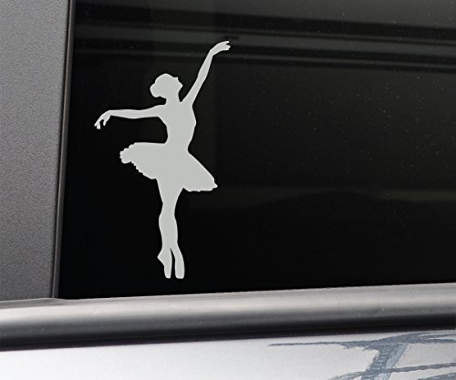 Ballet Dancer Vinyl Decal Laptop Car Truck Bumper Window Sticker, 6" x 3.5", Gray