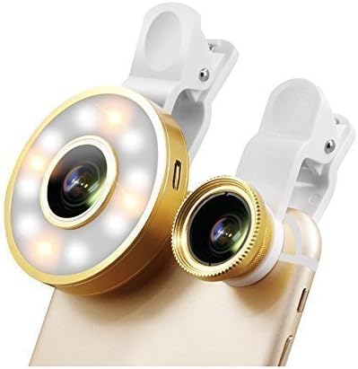 Cell Phone Camera Lens Kit With Rechargable LED Selfie Ring Light. For iPhone, Android, Xiaomi, Samsung, & All Smartphones And Tablets.