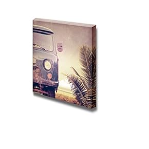 Canvas Prints Wall Art - Vintage Cart and Palm | Modern Wall Decor/Home Decoration Stretched Gallery Canvas Wrap Giclee Print. Ready to Hang - 12" x 12"