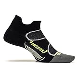Feetures! Men's Elite Ultra Light No Show Tab, Black + Reflector, Small