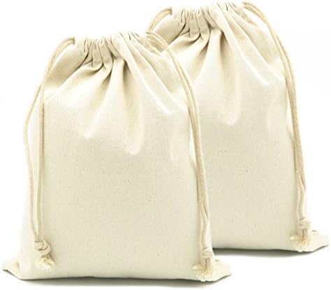 YINGKOR Small Cotton Canvas Muslin Drawstring Bag Bags, Mesh Cloth Bags, Reusable Produce Bags, Pack-2, Assorted Sizes