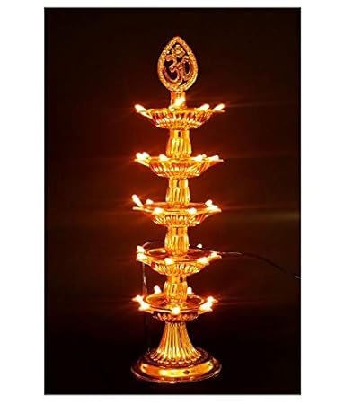 REBUY 5 Layer Electric Diya Deepak Light Lamp LED Light for Home Temple Decor