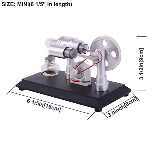 RuiyiF Double Cylinder Stirling Engine Kit with Generator Hot Air External Combustion Engine Physics Kits for Kids Teens Adults