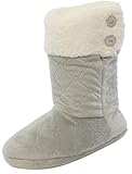PajamaMania Pressed Fleece Velcro Slipper Boots with Rubber Sole