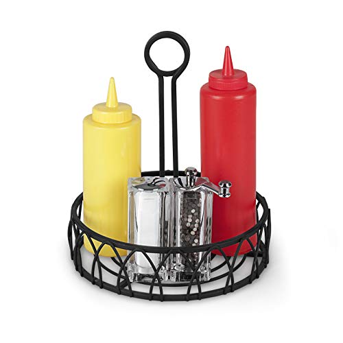Spectrum Diversified Twist Stand Steel Condiment Caddy for Restaurants