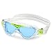 Aqua Sphere Vista Junior Swim Mask with Blue Lens (Clear/Lime). UV Protection Anti-Fog Swim Goggles for Kids