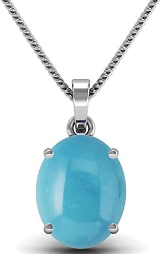 Certified FIROZA(Turquoise) 4.70CTS OR 5.25 RATTI Silver Pendant