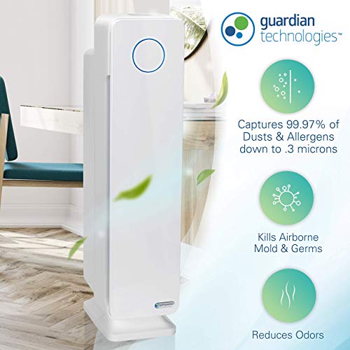 Germ Guardian RAC5350W True HEPA Filter Air Purifier for Home, Office, Large Rooms, Filters Allergies, Pollen, Smoke, Dust, Pet Dander, UVC Sanitizer Eliminates Germs, Mold, Odors (Renewed)