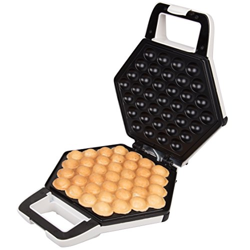 Click Here to See More Images Bubble Waffle Maker- Electric Non stick Hong Kong Egg Waffler Iron Griddle (White)- Ready in under 5 Minutes