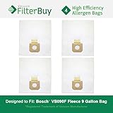 4 - Bosch VAC090a VB090F 9 Gallon Fleece Filter Bags. Designed by FilterBuy to fit Bosch Vac090 Dust Extractor