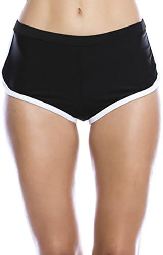 Boyleg Shorts with Binding Swim/Surf Wear (Medium, Black/White)