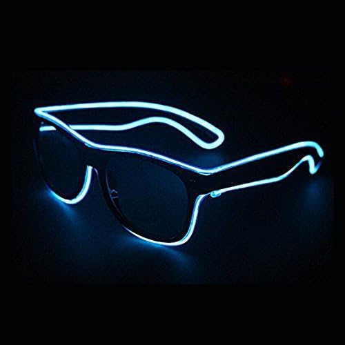 BuryTony EL Wire Glasses Led DJ Bright Light Safety Light Up Multi-color Shutter Frame Costumes LED Flashing Glasses (Blue)