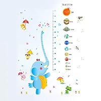 BoardGamec - Baby Growth Chart and Luminous Planet Wall Stickers Measuring Rulers with Jumbo Elephant Animals - Solar System for Kids Girls Boys