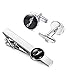 Jstyle Tie Clip and Cufflink Set For Mens Tie Bar Clips Cufflinks Shirt Wedding Business With Gift Box,Alphabet A-Z (Alphabet J)