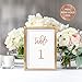 Rose Gold Wedding Table Numbers (Color Options Available), 4x6 Modern Calligraphy Foil Design, Double Sided, Numbers 1-25 (Rose Gold Foil)