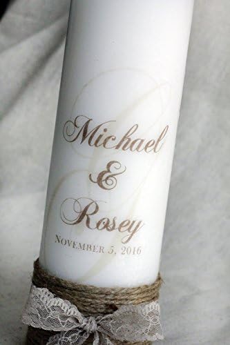 Rustic Personalized Unity Candle with jute and lace