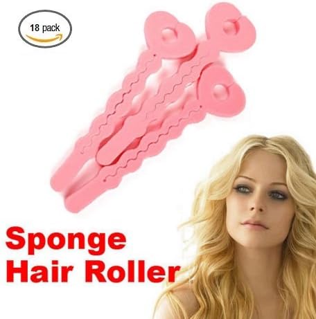Flexible Foam Sponge Pillow Soft Hair Curler Rollers - 18 Pack. For wavy, tight, spiral curls for thick &amp; thin hair.