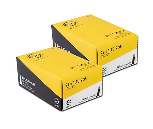 Street Fit 360 2 Pack Money Saver - 26" x 1.95-2.35 48mm Schrader Valve, Sunlite. Mountain Bike, Cruiser, MTB, MTN Bicycles Replacement Tube