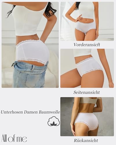 ALL OF ME Pack of 6 Women's Cotton Stilo Brazilian Lace Medium Waist Breathable Underwear Women Comfortable Multiple Pack S-XXL