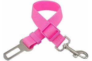 Adjustable Nylon Pet Seat Belt for Car Secure Travel Leash Compatible with Most Vehicles Pink