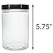JUVITUS 25 oz Clear PET Plastic Large Refillable Jar with Black Smooth Lid (6 pack)