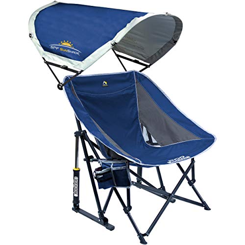 GCI Outdoor Pod Rocker Collapsible Rocking Chair with Sunshade, Royal